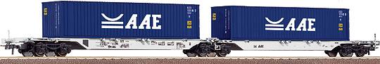 Twin Unit Flat car with containers AAE<br /><a href='images/pictures/Roco/66560.jpg' target='_blank'>Full size image</a>